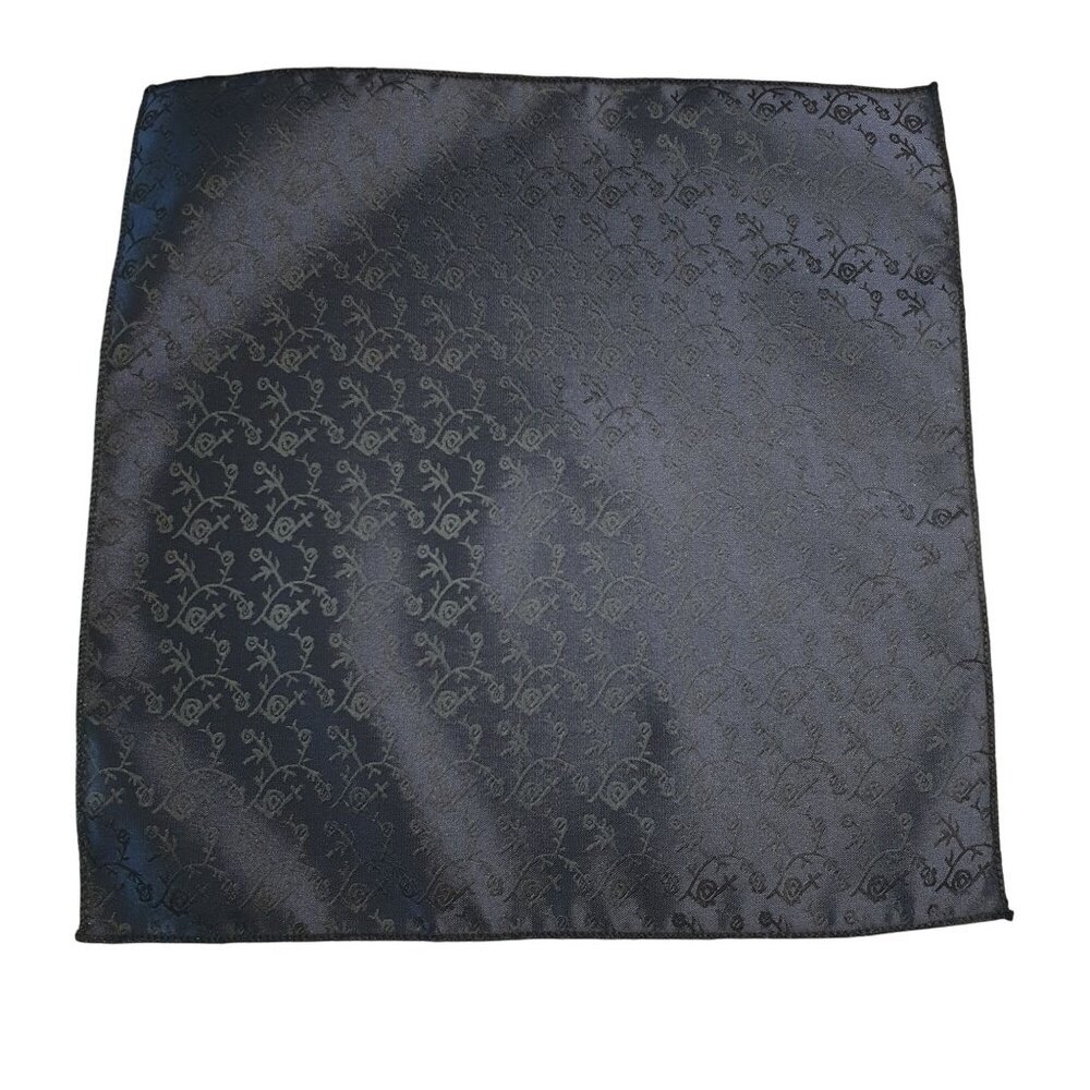 Pocket Square Silk Black Blue Floral Formal Accessory Suit Wedding Prom Gift - Picture 4 of 4